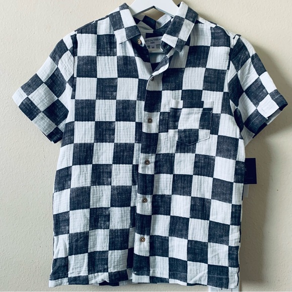 NWT Grayson/Threads Kids Checker Print Cotton Button Up Dress Shirt Top | M/8 - Picture 2 of 8
